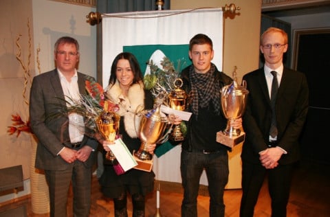 Alfreð Finnbogason, knattspyrnumaður úr Breiðabliki, og Íris Mist Magnúsdóttir, fimleikakona úr Ger…