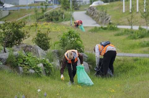 Plast og rusl hreinsað í Kópavogi í sumarbyrjun fyrir ári síðan.