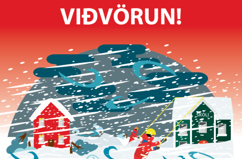 Rauð viðvörun er í gildi 6.febrúar frá 8-13.