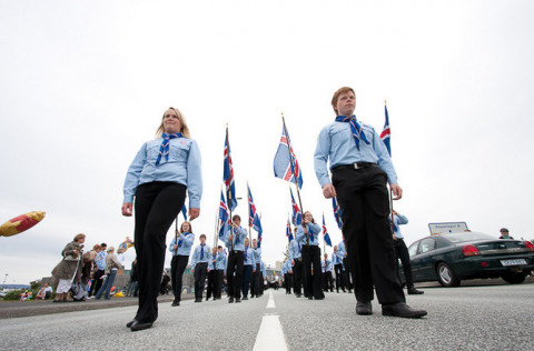 Skátar og Skólahljómsveit Kópavogs leiddu skrúðgönguna