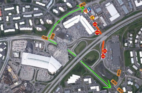 Lokun milli Dalvegar 6-8 og Skógarlindar 2.