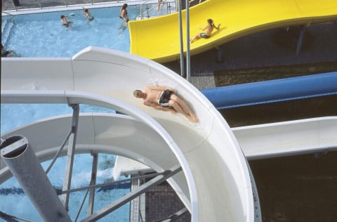 Líf og fjör í Sundlaug Kópavogs.