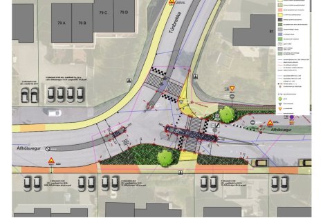Breytingar á gatnamótun Túnbrekku og Álfhólsvegar.