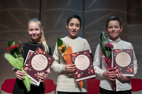 Sigurvegara í Stóru upplestrarkeppninni í Kópavogi.