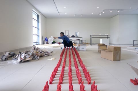 Frá uppsetningu útskriftarsýningu LHÍ í Gerðarsafni 2016.