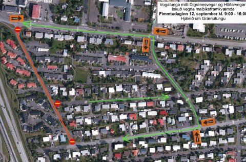 Vogatunga milli Digranesvegar og Hlíðarvegar lokuð vegna malbikunarframkvæmda