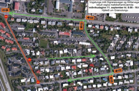 Vogatunga milli Digranesvegar og Hlíðarvegar lokuð venga malbikunarframkvæmda.