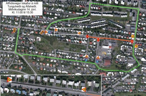 Álfhólfsvegur lokaður á milli Tunguheiði og Álfaheiði